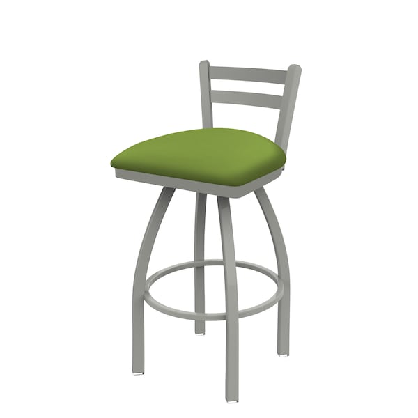 25" Low Back Swivel Counter Stool, Nickel Finish, Canter Kiwi Green Seat